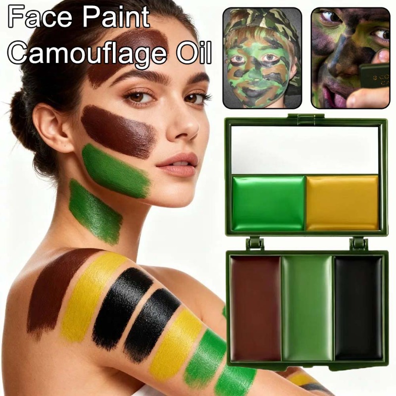 Camo Face Paint - Dreifarbige Tarnfarben-Gesichtsmalerei, taktische Outdoor-CS-Feldausrüstung, realistisches Tarn-Make-up-Öl